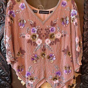 Intricate Beaded Top- Metamorphosis- 80's Retro - Disco, Roaring 20s- Size L